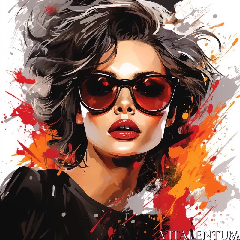 Modern Pop Art Style Fashion Woman in Sunglasses AI Image