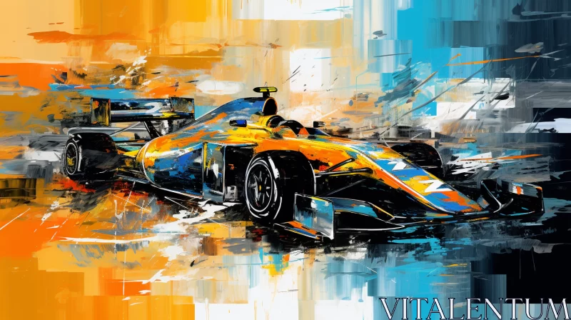 Textured Painting of Racing Car in Dynamic Style & Bold Colors  - AI Generated Images AI Image