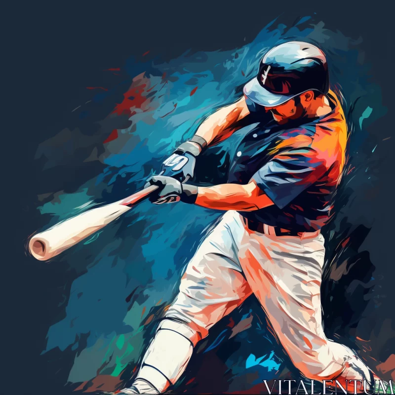 AI ART Fiery Baseball Swing Captured in Vivid Realism and Impressionism