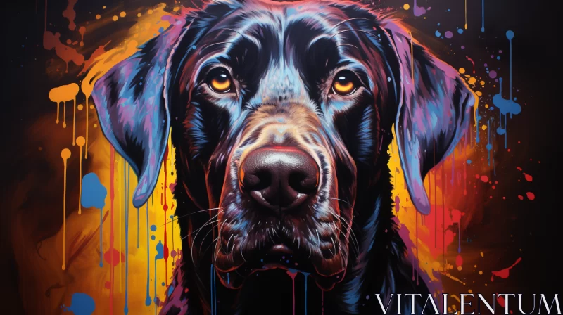 Neon-Colored Labrador Street Art with Splash Effects AI Image
