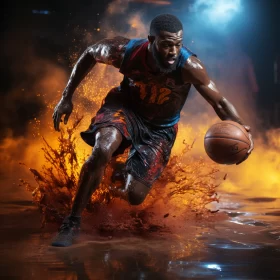 Photorealistic African Basketball Player Image with Rich Color Palette AI Image