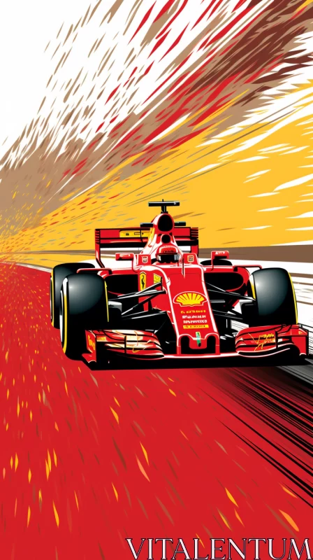 Vibrant Pop Art Ferrari Racecar on Track Illustration  - AI Generated Images AI Image