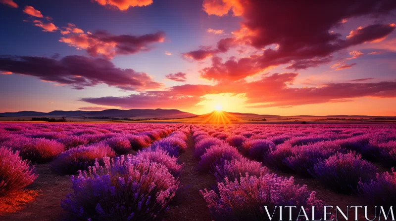 Lavender Field at Sunset: A Surrealistic Pastiche AI Image