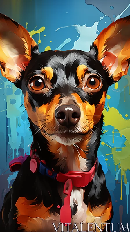 Playful Chihuahua Caricature in Digital Watercolor Style AI Image