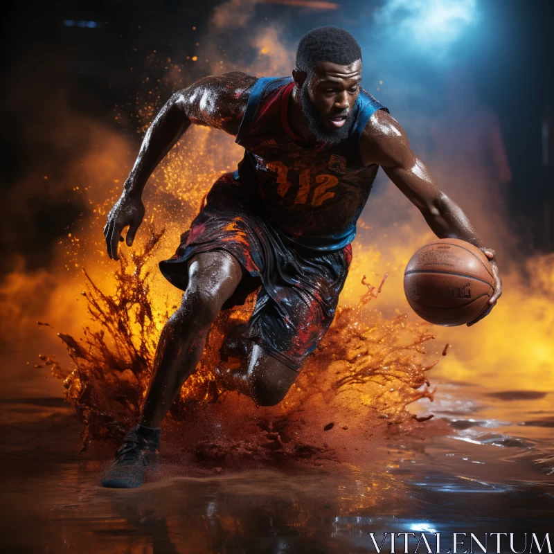 Photorealistic African Basketball Player Image with Rich Color Palette AI Image