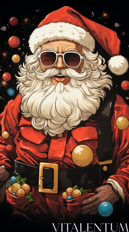 Santa Claus in Comic Book Style with Shading and Chic Illustrations AI Image