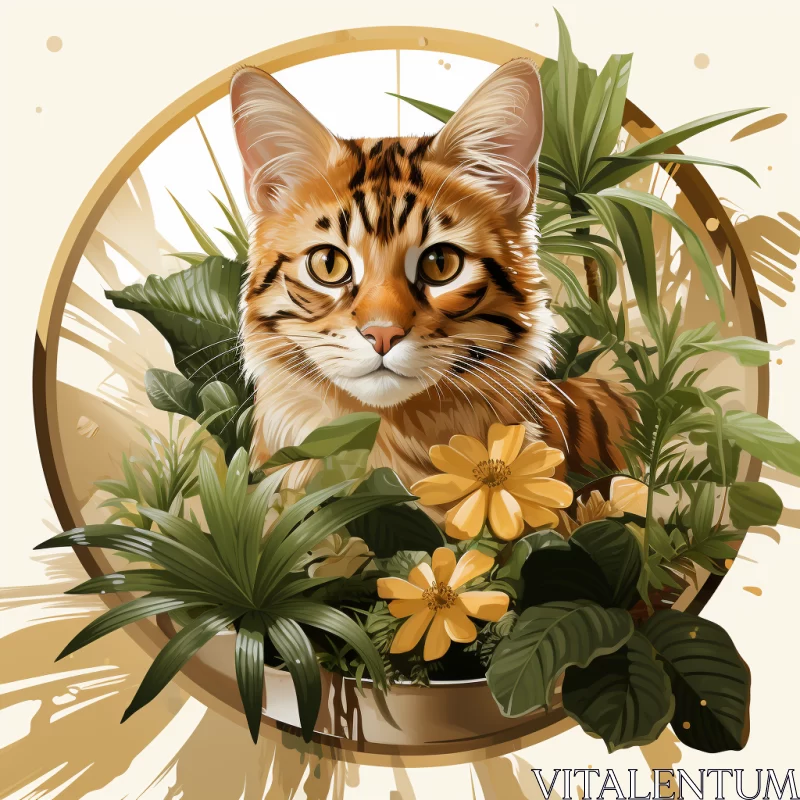 Bengal Kitten in Tropical Junglepunk Artwork AI Image