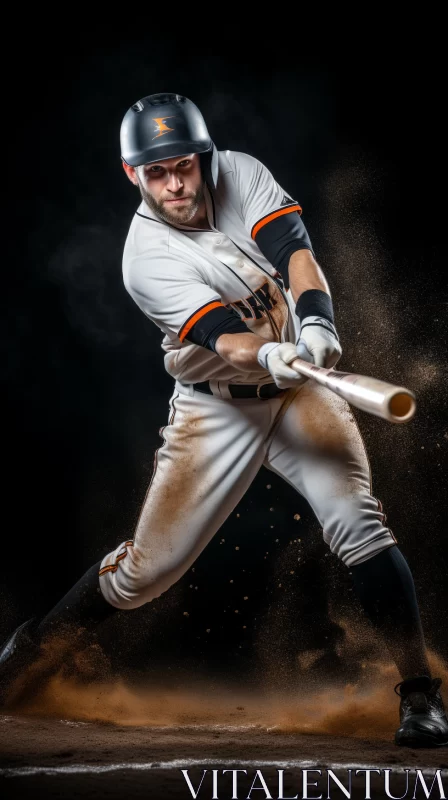 Epic Baseball Player Portrait in Mid-Swing with Sparklecore Aesthetic AI Image