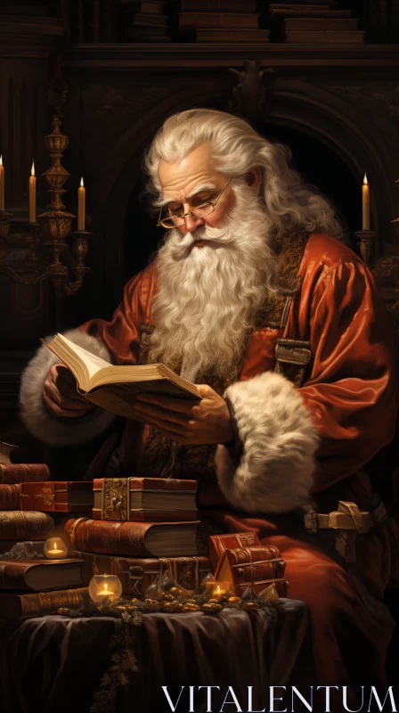 Santa Claus in Candlelit Room: A Study in Realistic Portraiture AI Image