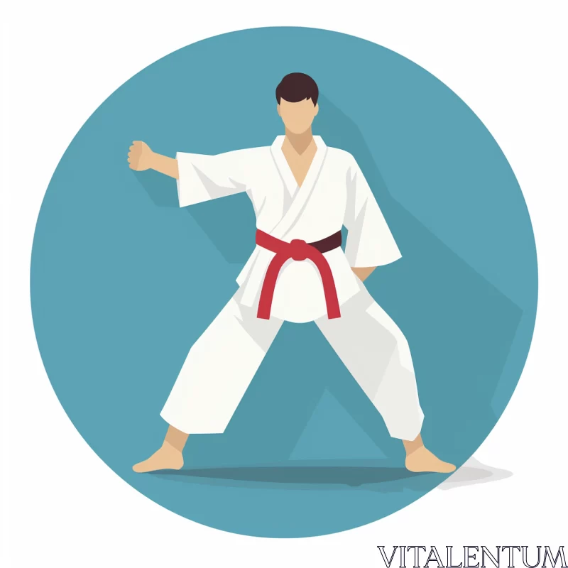Dynamic Abstract Karate Master Training Depiction with Vibrant Backdrop AI Image