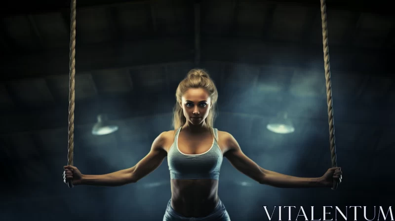 AI ART Intense Gym Workout in Atmospheric Teal Light