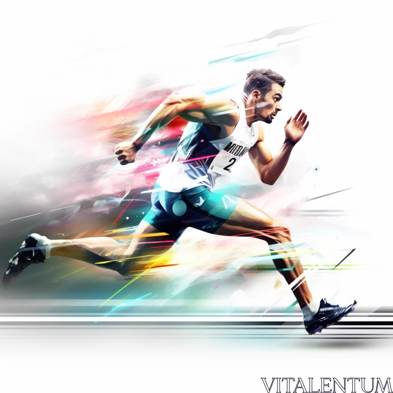 Abstract Sprinting Man in High-Detail Digital Artwork AI Image