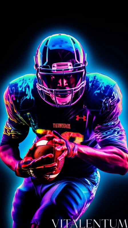 Neon Lit American Football Player in Tanbi Kei Colors with Pop Art Touch AI Image