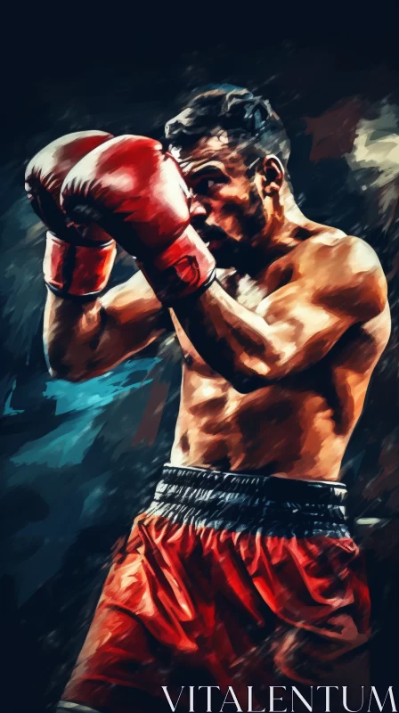 AI ART Vivid Digital Expressionism Artwork of a Boxer in Tournament
