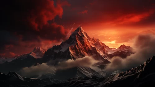Epic Fantasy Mountain Landscape in Himalayan Art Style