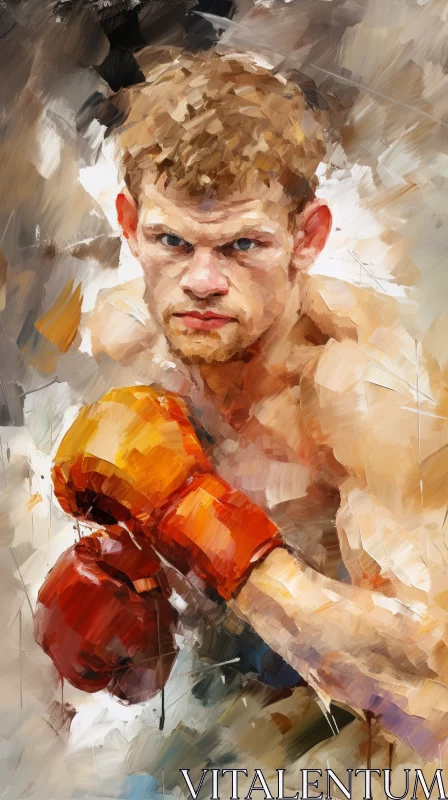 AI ART Intense Digital Art of Determined Boxer in Warm Tones