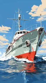 Pop-Art Meets Dieselpunk in Maritime Adventure Illustration AI Image