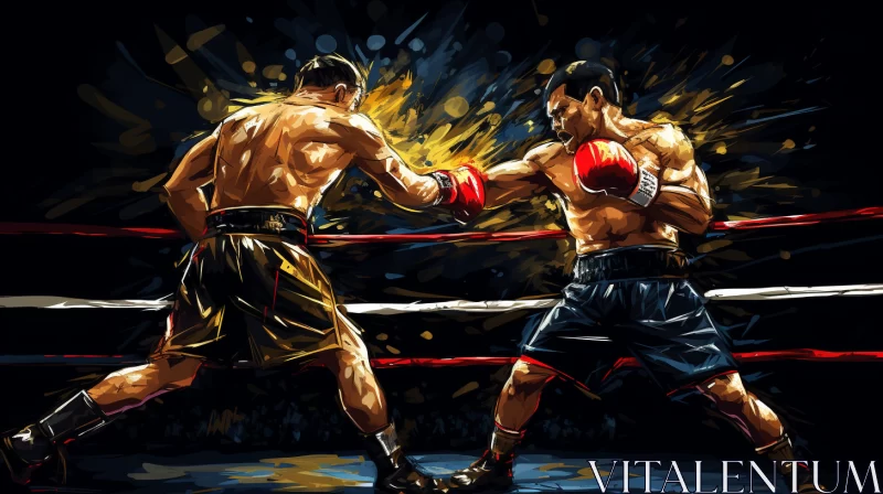 High Contrast Boxing Match Image in Gold and Black AI Image