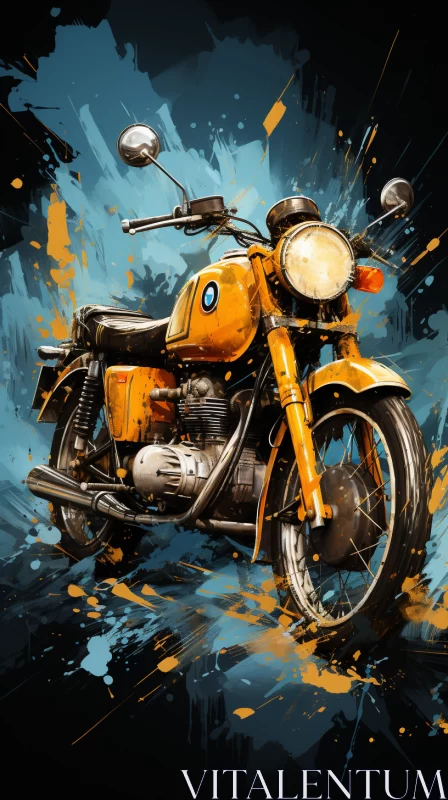 Mid-Century Styled Motorcycle Digital Artwork AI Image