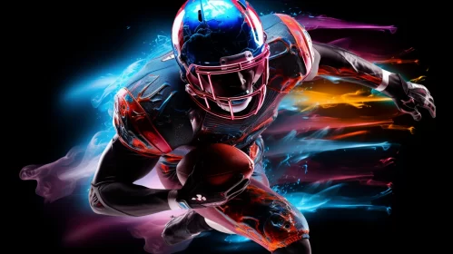 Mythical Football Player in Fiery Ambiance AI Image