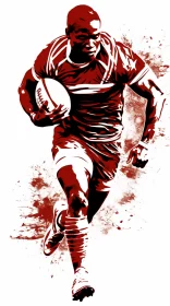 Dynamic Stencil Art of Rugby Player in Motion AI Image