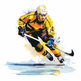 Vibrant Hockey Player Painting: Blend of Sports and Art AI Image