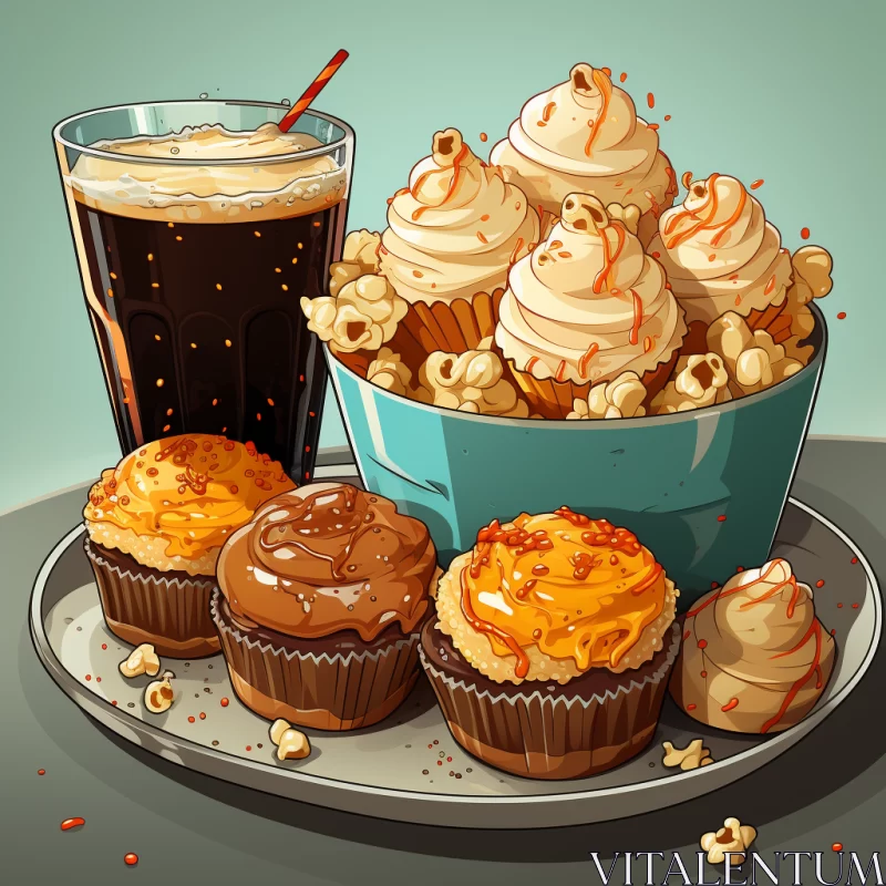 Intricate Food-Themed Illustration in Concept Art and Cartoon Style AI Image