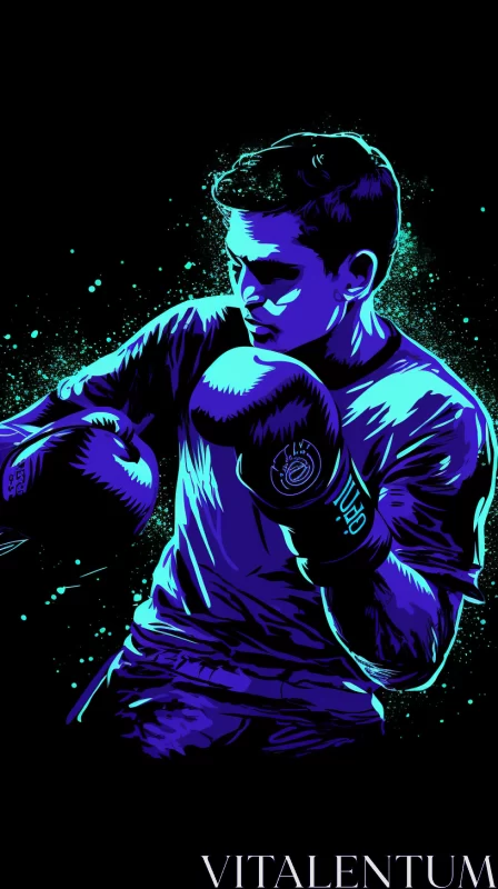 Neo-Pop Boxing Artwork with Ultraviolet Influences and Punk Elements AI Image
