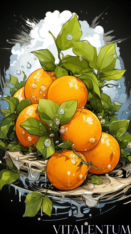 Intricate Comic Art Style Oranges: An Elegant Inking Marvel AI Image