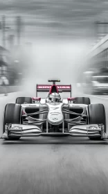 Intense Nighttime Formula 1 Race in Urban Landscape  - AI Generated Images AI Image