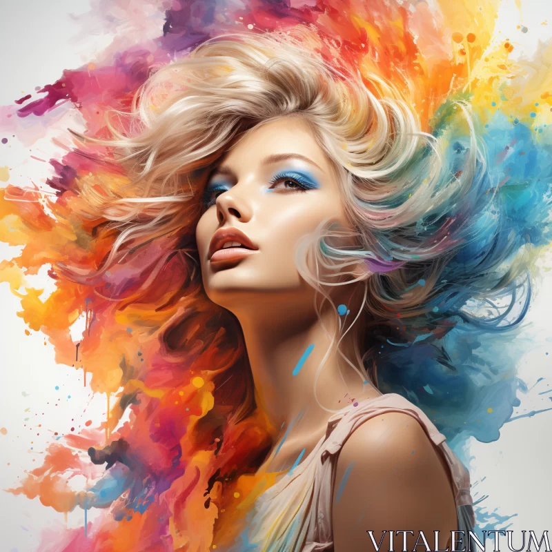 Colorful Abstract Woman Portrait - A Fusion of Art and Energy AI Image