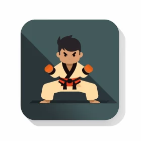Anime-Inspired Karate Boy Icon in Bold Colors AI Image