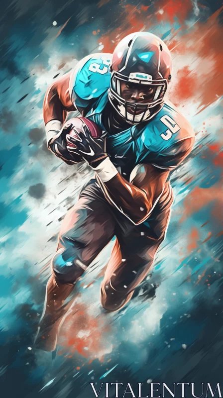 Graffiti-Style American Football Player Artwork with Bold Colors AI Image