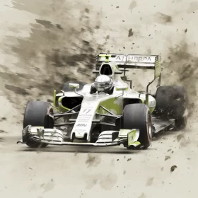 High-Speed Racing Car Action Painting in Black and White  - AI Generated Images AI Image