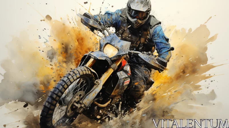 Action-Packed Motorcyclists Race on Asphalt Track Oil Painting AI Image