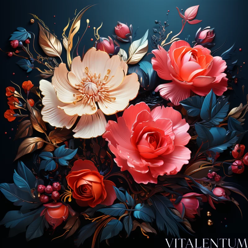 Floral Fantasy: A Rococo-Inspired Celebration of Nature AI Image