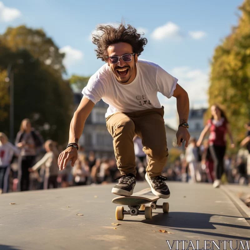 AI ART Dynamic Skateboard Trick in Urban Cityscape Photo