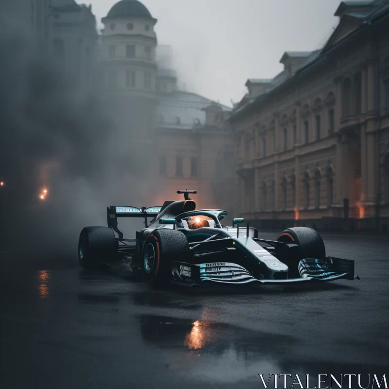 Elegant F1 Car in Historic Metropolis: A Blend of Tradition & Futurism  - AI Generated Images AI Image