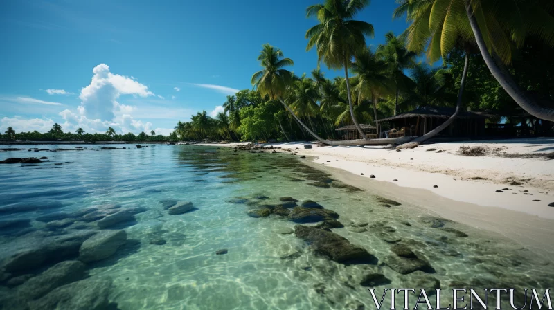 Tranquil Tropical Paradise with Coral Reef and Anchored Boat AI Image