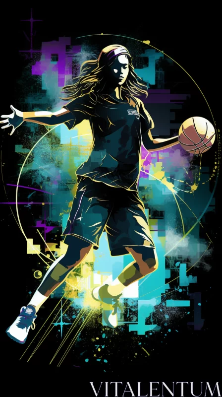 AI ART Dynamic Graffiti-Style Basketball Artwork in Vibrant Colors