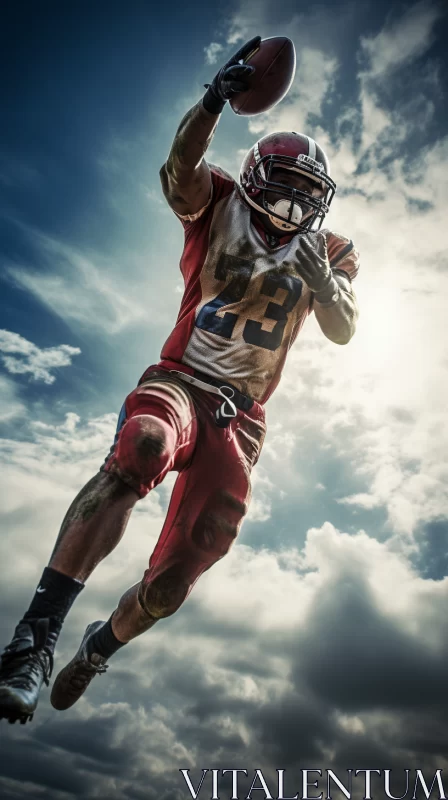 Intense American Football Game with Athlete in Striking Uniform AI Image