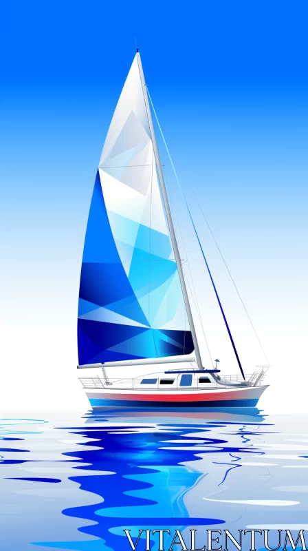 Vibrant Sailboat Illustration in Dynamic Colors on Imaginative Sea AI Image