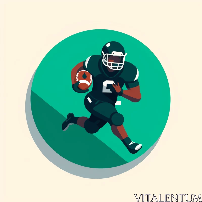 Emerald Toned Illustration of Football Player in Action AI Image