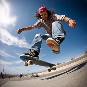 Vibrant Skateboarder Photo: Rebellion, Energy, & Grunge Aesthetics AI Image