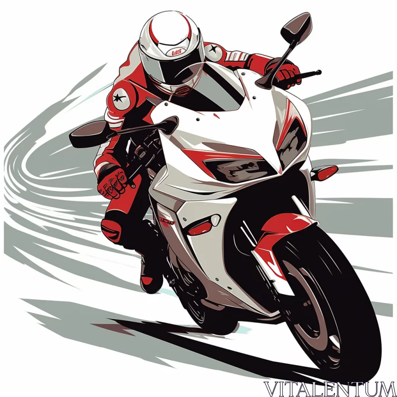 High-Speed Motorcycle Biker Action Painting in Vibrant Manga Style AI Image