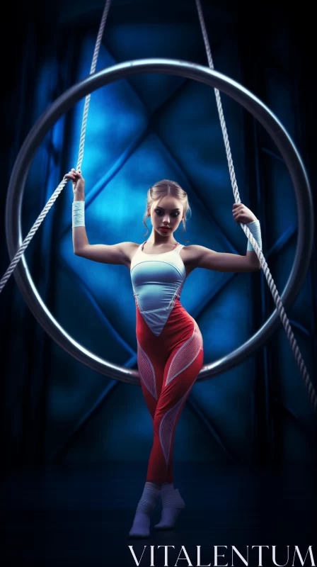 AI ART Graceful Aerial Hoop Performance in Surreal Sci-Fi Ambiance