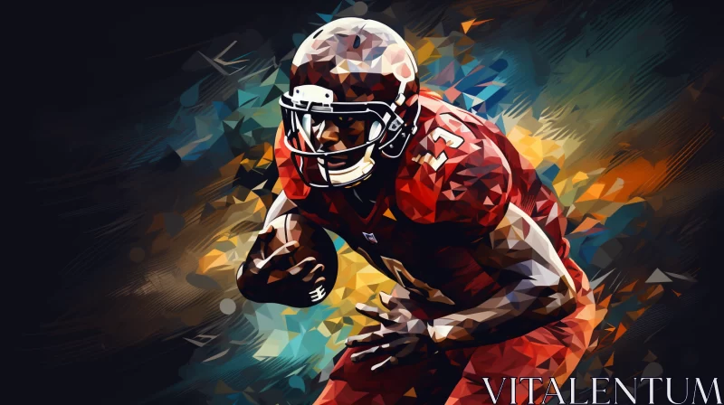 Abstract NFL Player in Action with Cubism Influence and Textured Paintwork AI Image