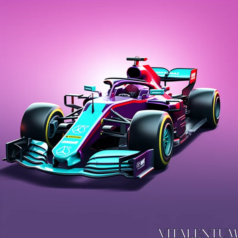 AI ART Hyper-Detailed Mercedes F1 Racing Car in Surreal Gradient Background  - AI Generated Images