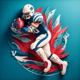 American Football Player in Action: Navy & White Artwork AI Image