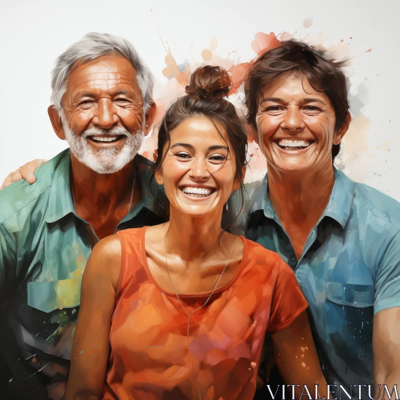 Joyful Family Portrait - A Grandparentcore Speedpainting AI Image